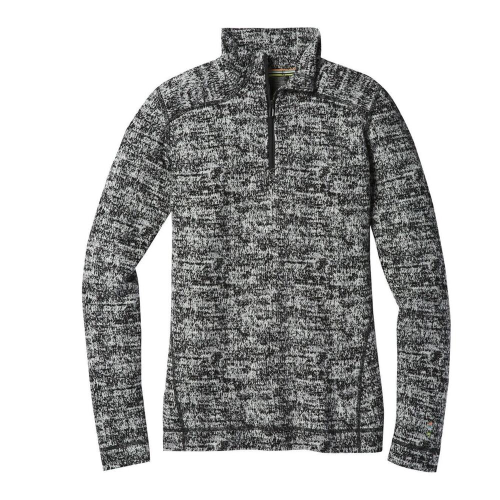 Smartwool 250 Base Layer Womens Medium Merino Wool Half Zip Black White Top